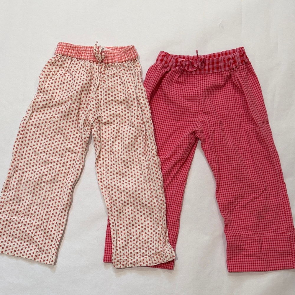Zara Pink Patterned Girls' Cotton Pants - Two Pair